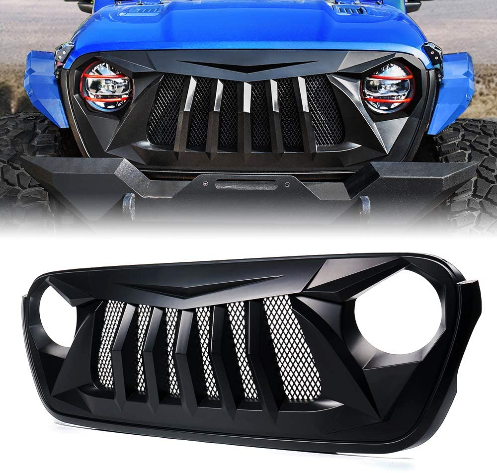 Buy Xprite Matte Black Front Grille Grid Grill w/Mesh for 2018-2021 Jeep  Wrangler JL JT - Black Widow Series Online in Indonesia. B08GS49JMF