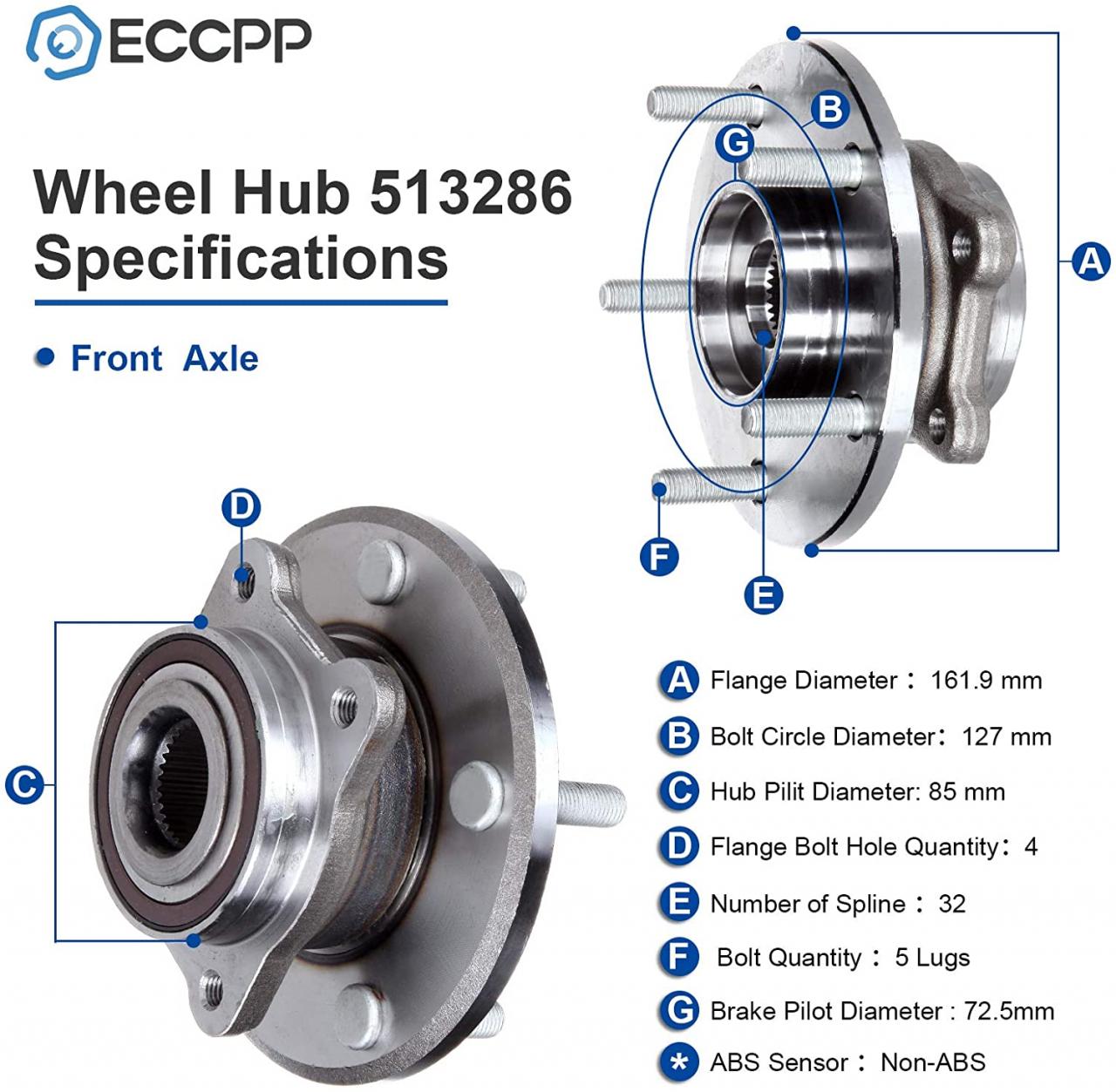 Buy ECCPP Front 5 Lugs Wheel Bearing and Hub Assembly For 2009-2016 Journey Wheel  Hub Bearings 513286 Online in Indonesia. B086KWMNXZ