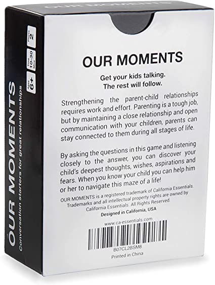 OUR MOMENTS Kids: 100 Thought Provoking Conversation Starters for Great  Parent-Child Relationship Building - Fun Car Travel, Road Trip & Home Card  Questions Game for Healthy Loving Family : Amazon.co.uk: Toys &