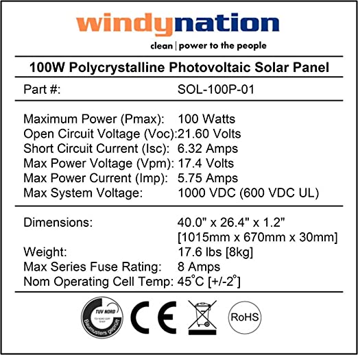 WindyNation 100 Watt Solar Panel Off-Grid RV Boat Kit with LCD PWM Charge  Controller + Solar Cable + Connectors + Mounting Brackets : Amazon.co.uk:  Business, Industry & Science