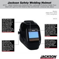 Buy Jackson Safety Welding Helmet, 46131 - Digital Variable Auto Darkening  Filter, Lightweight Protective Welder Face Mask with Light HLX100 Shell for  Men and Women, Universal Size, Black Online in Turkey. B01HTMLSLQ