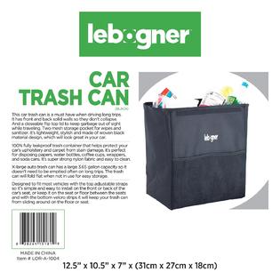 Car Garbage Can With Cover By Lebogner - Luxury 100% Leakproof X-Large Car  Trash Bin, Car Trash Can, Sturdy Auto Trash Container