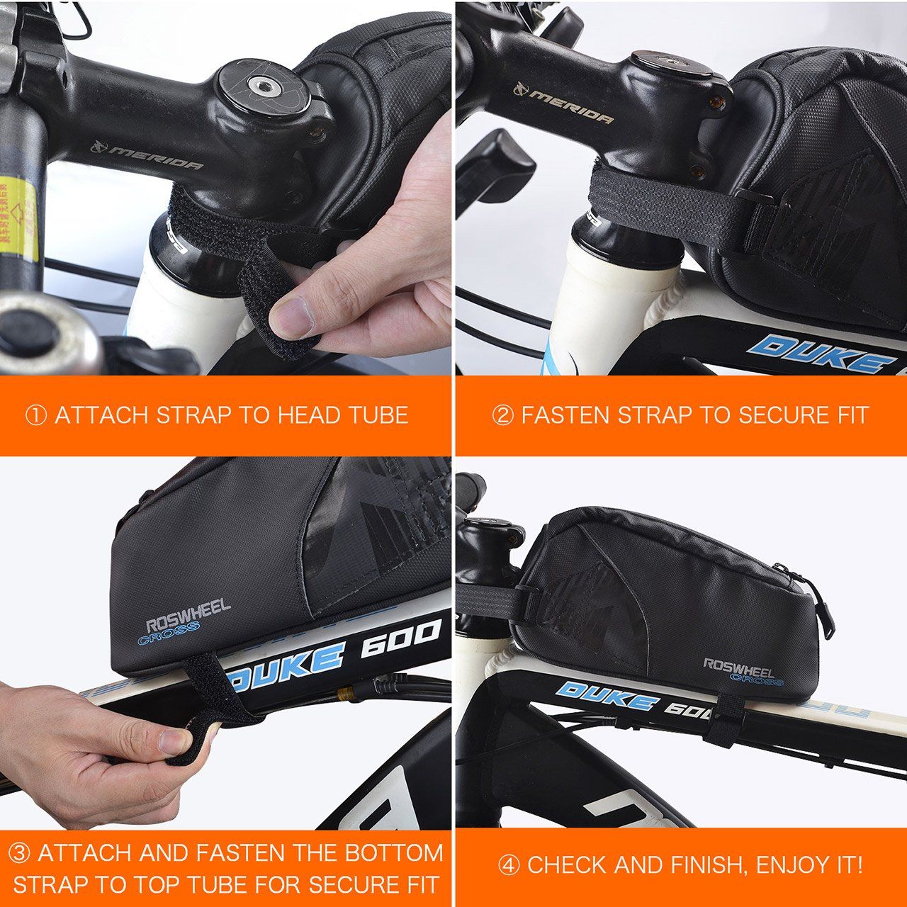FlexDin Energy Bicycle Frame Bag MTB/Road Bike Front/Back Top Tube Cycling  Fuel Bag Pannier Waterproof 1680D 0.9L Black ** Chec… | Frame bag, Bicycle  frame, Pannier