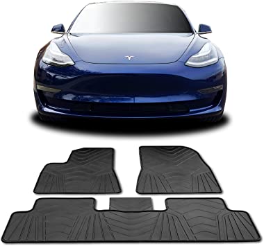 Thick Model 3 All Weather Waterproof Floor Mats Compatible for Tesla Model 3  - Heavy Duty - Black Rubber Environmental Materials Car Carpet Model 3 (3  Piece a Set) (Thick- Buy Online in Hong Kong at Desertcart - 149720701.
