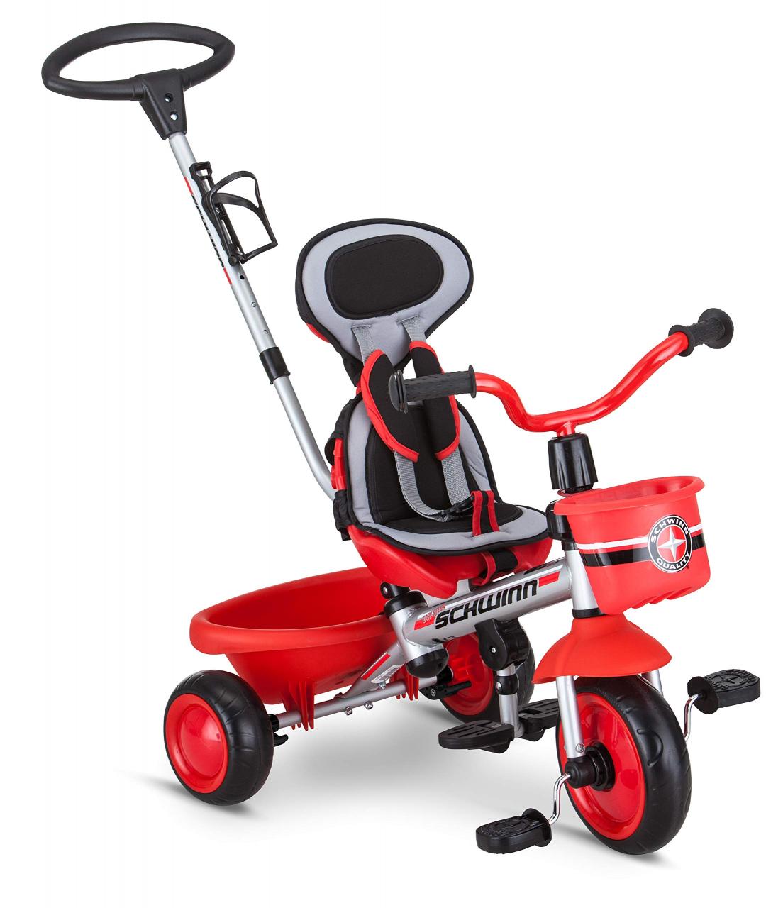 Schwinn Roadster Kids Tricycle, Easy Steer 4 in 1 Tricycle , Red,41