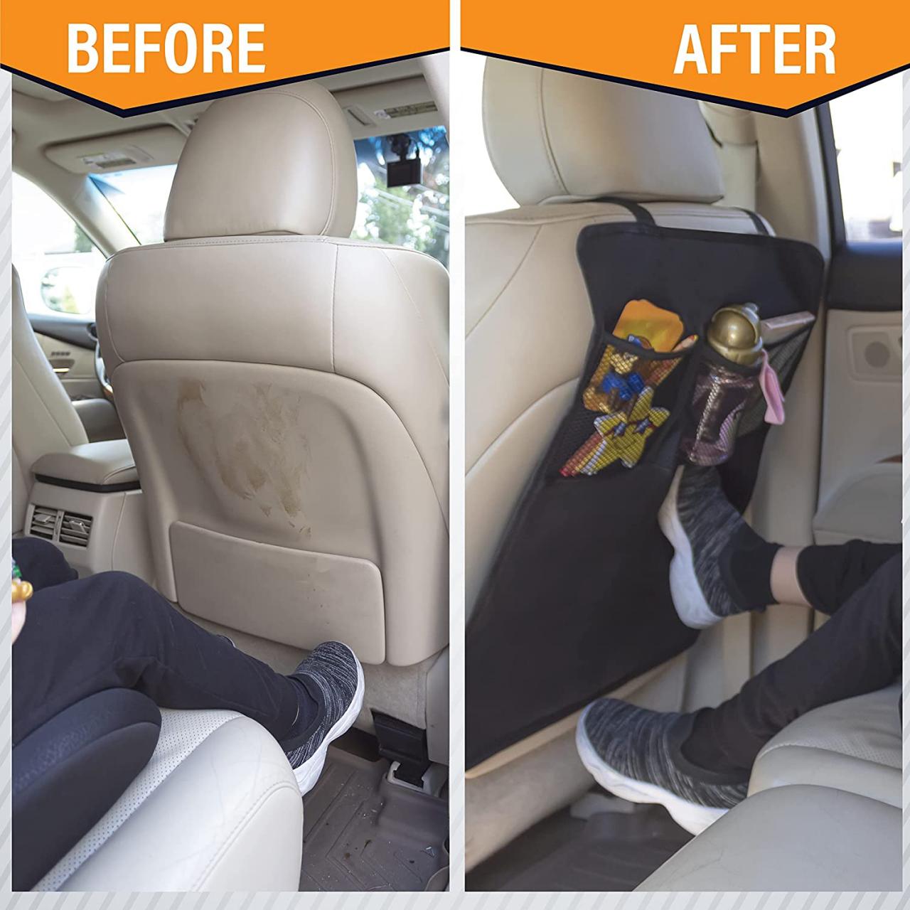 Buy EcoNour Car Back Seat Protector for Kids | Car Seat Cover for Babies |  2 Pack - Kick Mat Mesh Pocket Storage and Organizer | Car Accessories for  Back of Driver