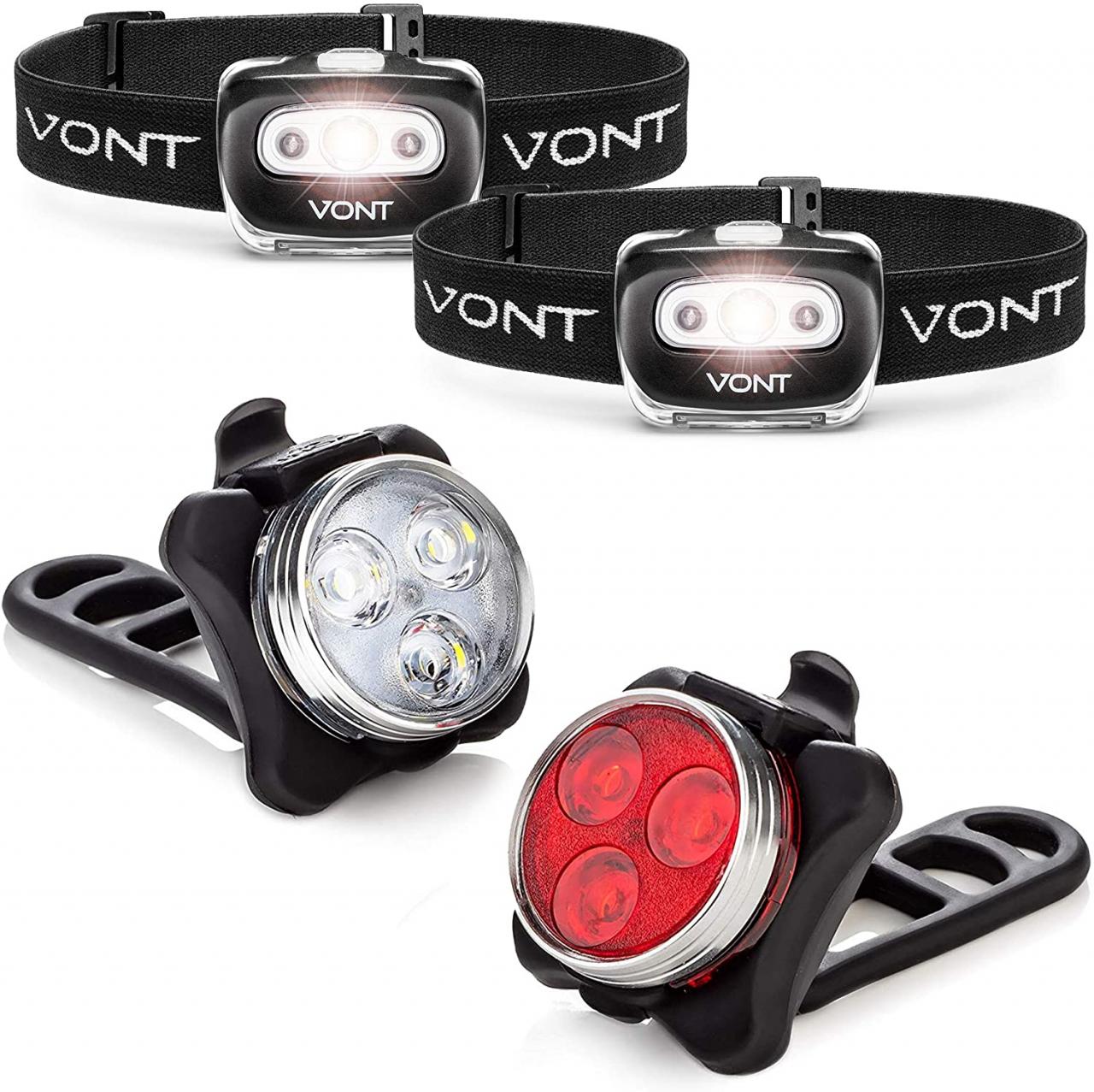 Vont 'Pyro' Bike Light Set, USB Rechargeable, Super Bright Bicycle Light, Bike  Lights Front and Back, Bike Headlight, 2X Longer Battery Life, Waterproof,  4 Modes (2 Cables, 4 Straps) : Amazon.ae: Sporting Goods