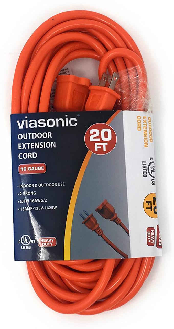 Buy Viasonic Indoor/Outdoor Extension Cord - 20FT - Heavy Duty, Durable &  Flexible, General Purpose, 16 Gauge, 2-Prong, Orange, UL-Listed - by Unity  Online in Hong Kong. B077J9KS8V