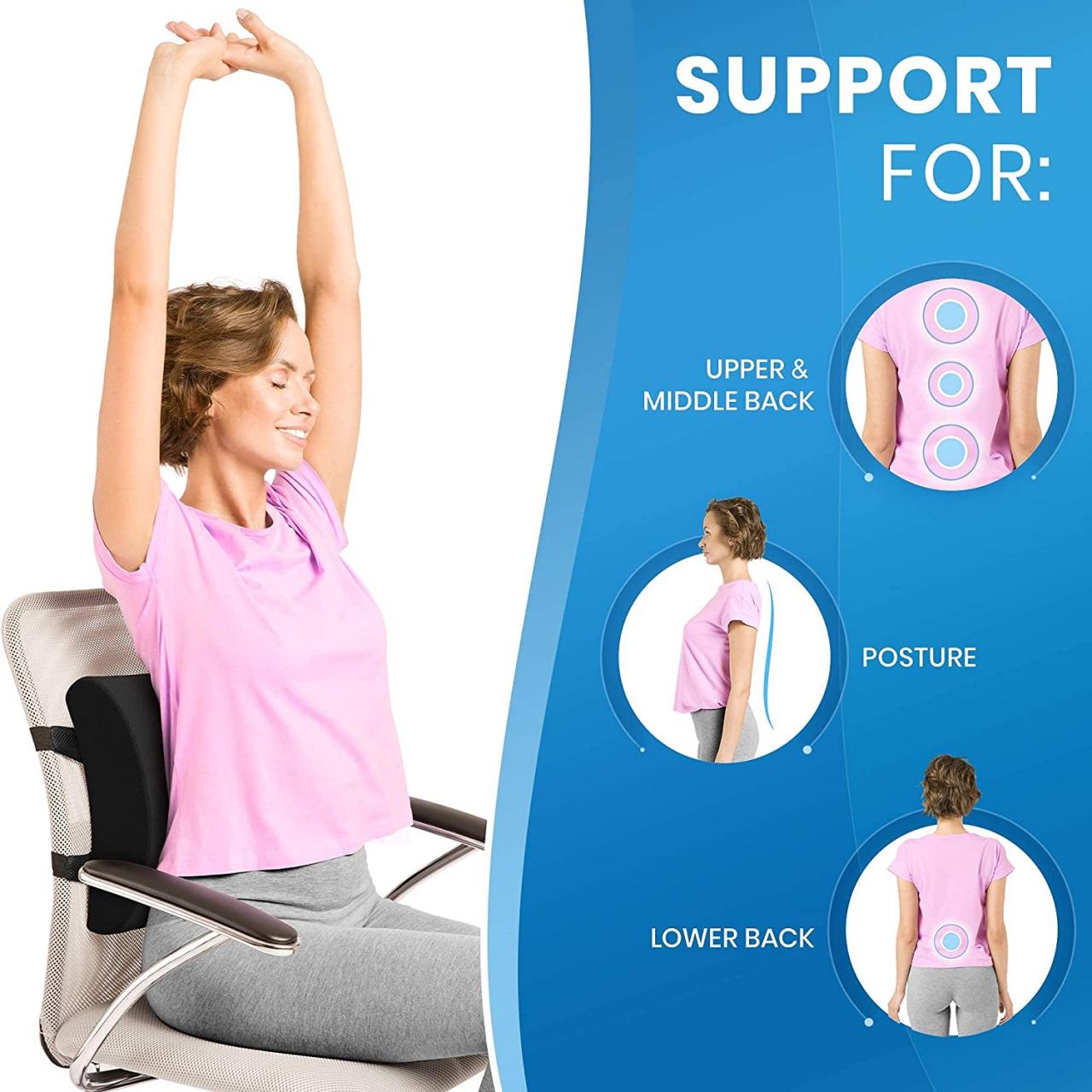 Everlasting Comfort 100% Pure Memory Foam Back Cushion - ...  https://www.amazon.com/dp/B01IJNJAZ0/ref=cm_sw_r_… | Back support pillow, Support  pillows, Chair pillow