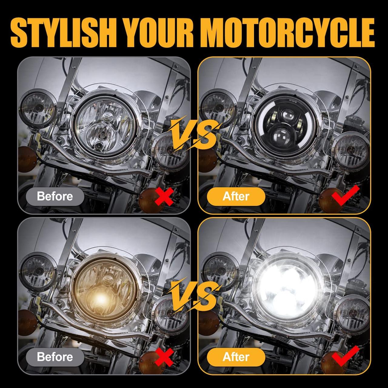 Buy SUPAREE 7 inches LED Motorcycle Headlight for Touring Road King Ultra  Classic Electra Street Glide Tri Cvo Heritage Softail Slim Deluxe Fatboy  Chrome Online in Indonesia. B01MS8NK62