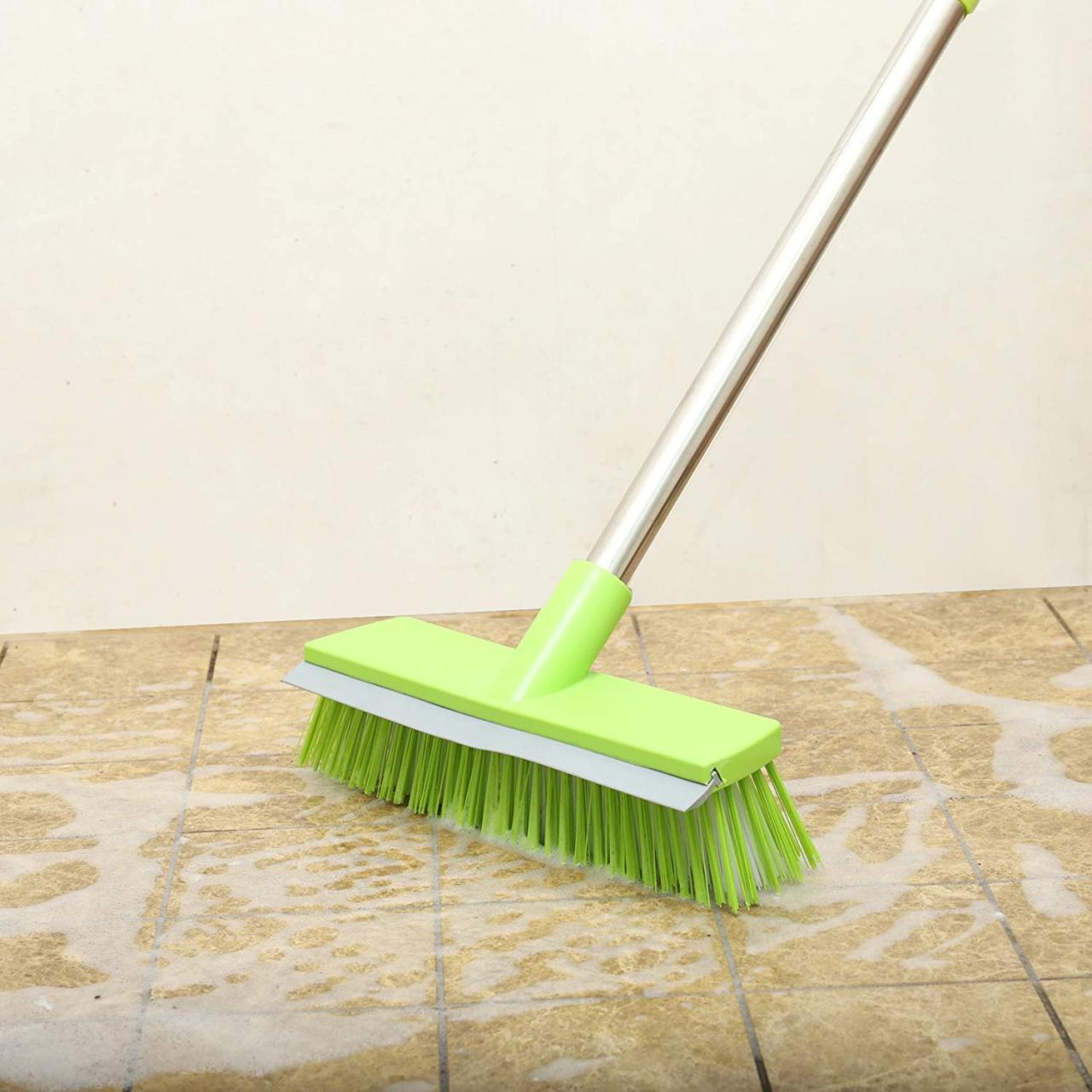 Long Handle Floor Scrubbing Brush, MEIBEI Sweeping Broom Brush with 120CM  Removable Stainless Steel Handle and 30CM Bristle Brush Head for Clean  Bathroom, Tub & Tile, Floor, Wall and Kitchen : Amazon.co.uk: