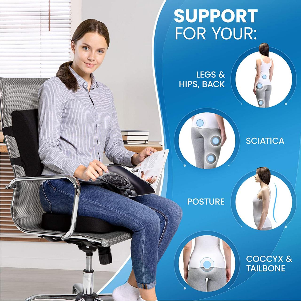 Buy Everlasting Comfort Gel Memory Foam Seat Cushion and Lumbar Support  Pillow for Office Chair Bundle Online in Hong Kong. B08B6C32DH