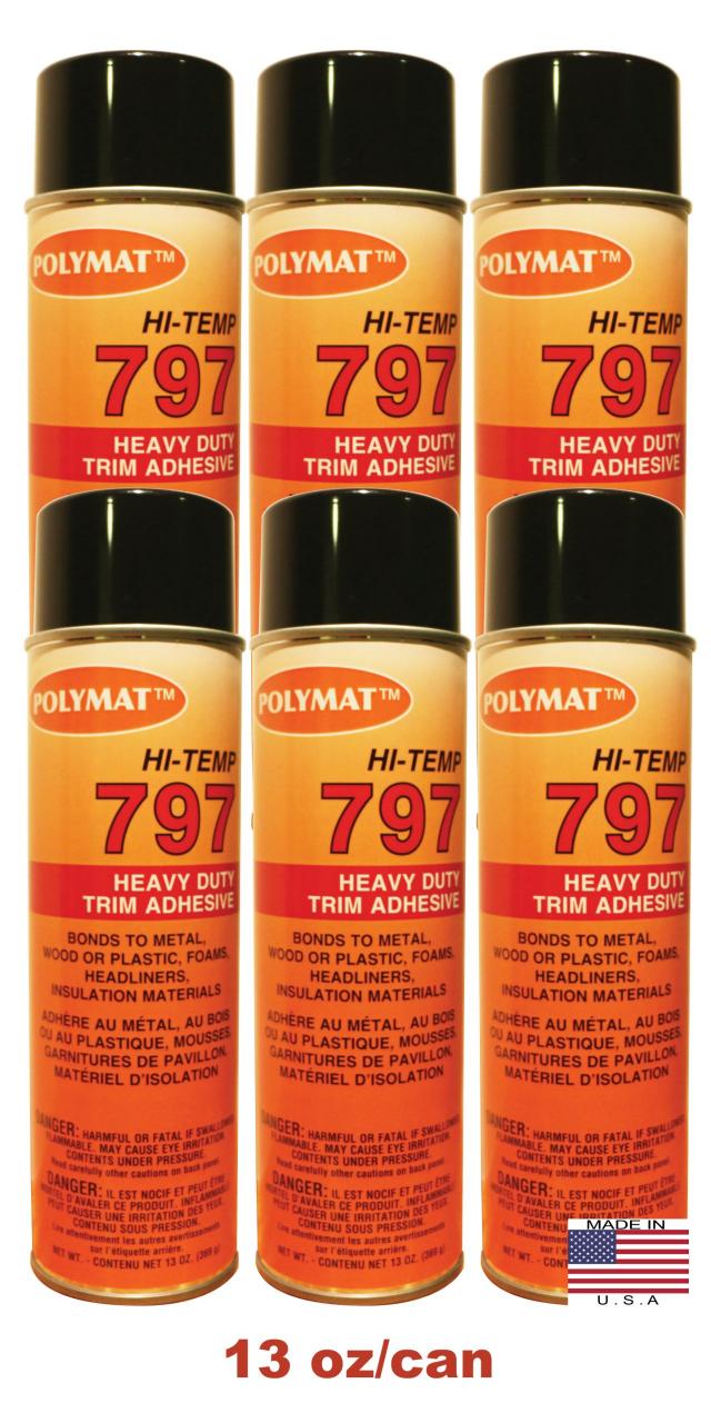 QTY6 Polymat 797 Hi Temp Spray Adhesive 20oz Can high temperature headliner  glue- Buy Online in Angola at angola.desertcart.com. ProductId : 60468443.