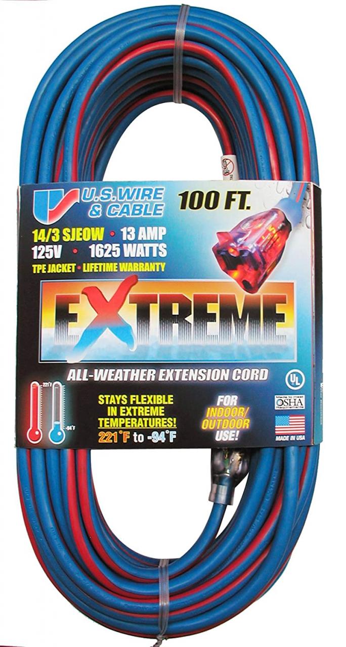 US Wire 98050 14/3 50-Foot SJEOW TPE Cold Weather Extension Cord Blue with  Building Materials & Supplies wi-bo Other Building Materials