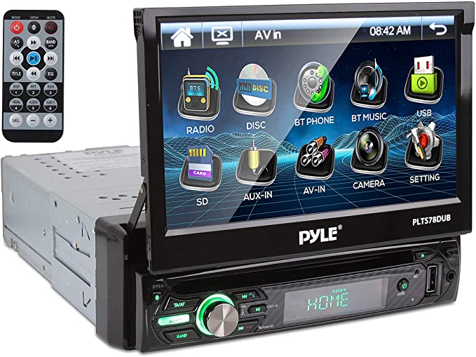 Buy Pyle Single DIN Head Unit Receiver - In-Dash Car Stereo with 7”  Multi-Color Touchscreen Display - Audio Video System with Bluetooth for  Wireless Music Streaming & Hands-free Calling - PLTS78DUB, BLACK