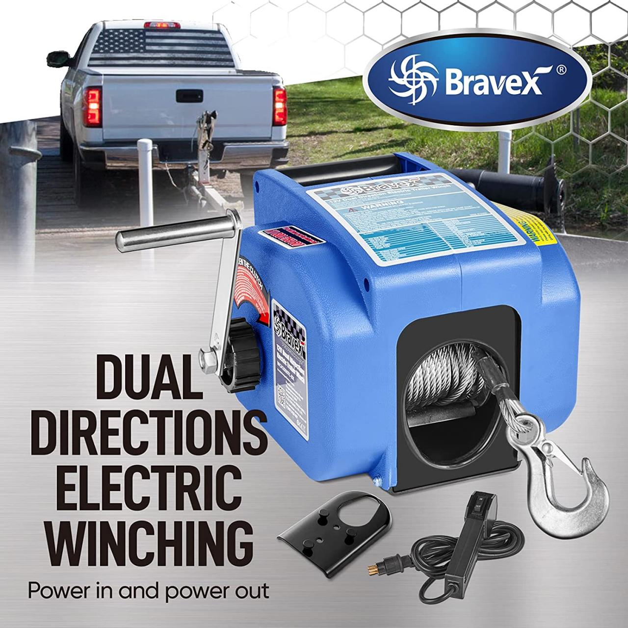 Bravex Boat Trailer Winch Power in or out Free wheel 12V Electric truck  winch,Corded control for Boat up to 6000LBS|Lifting Tools & Accessories| -  AliExpress