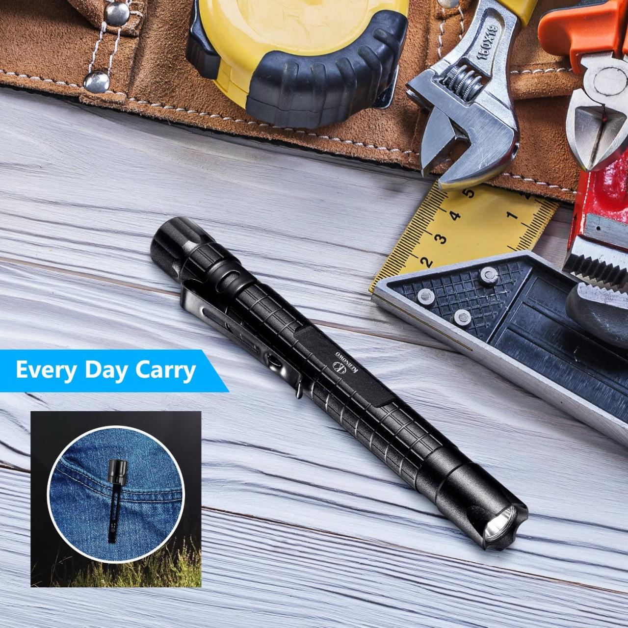 Buy Flashlight Led Pen Pocket Light - [2 PACK] K KERNOWO Small EDC Tactical  Penlight Waterproof with Clip Super Bright 240 High Lumens IPX6 for  Camping, Automotive, Inspection (2AAA Batteries Included) Online