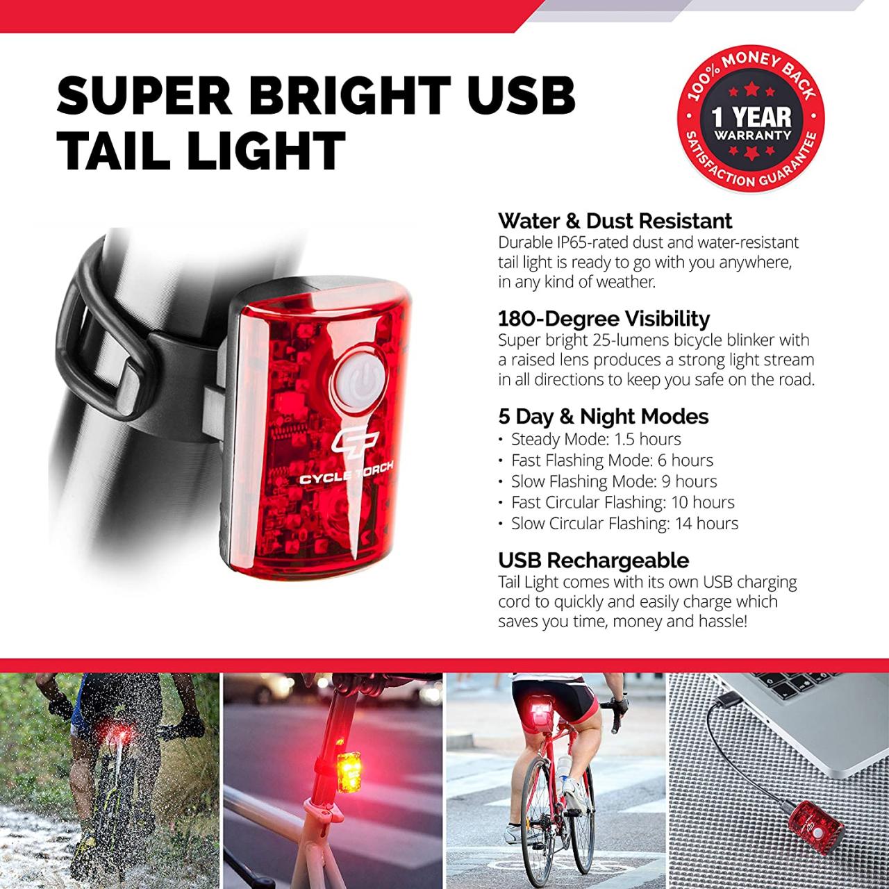 BOLT COMBO - USB Rechargeable Safety Bike Light Set - CycleTorch