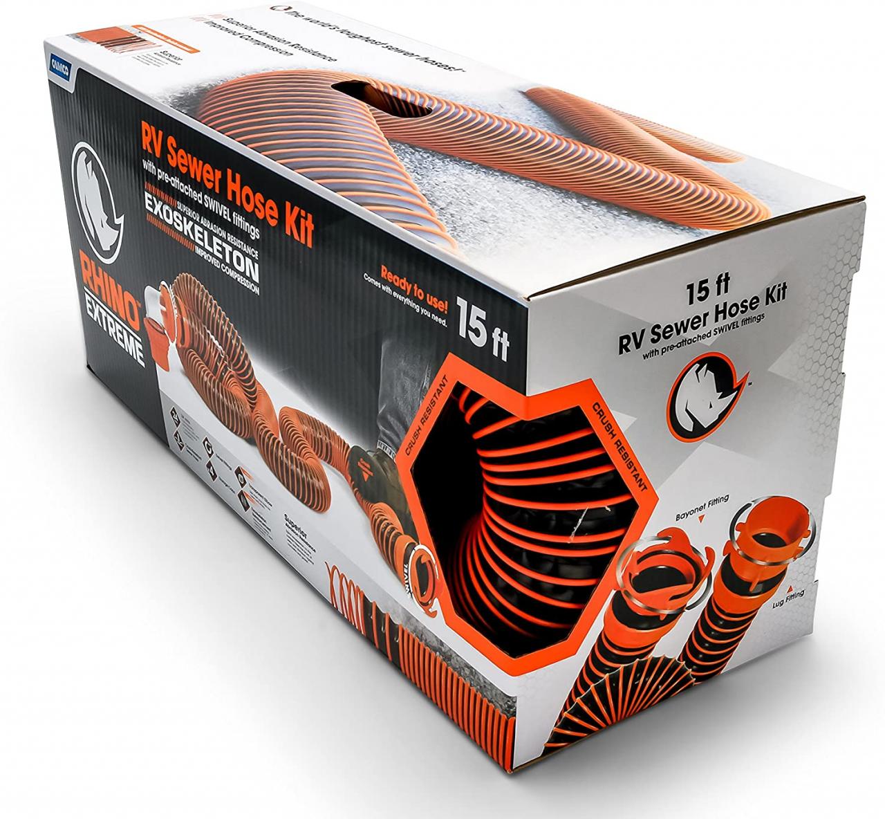 Buy Camco RhinoEXTREME 15ft RV Sewer Hose Kit, Includes Swivel Fitting and  Translucent Elbow with 4-In-1 Dump Station Fitting, Crush Resistant,  Storage Caps Included - 39861 Online in Hong Kong. B004804NWE
