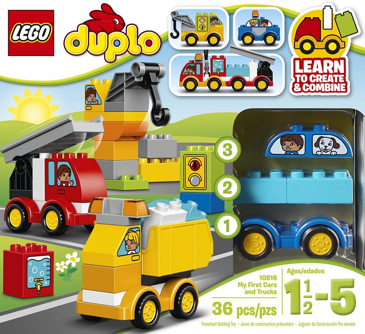 LEGO 乐高DUPLO 得宝系列My First Cars and Trucks 10816 拼插积木玩具，适合1.5-5岁的儿童: 亚马逊中国:  玩具