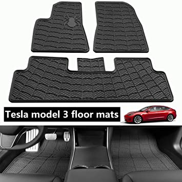 TOPlight Tesla Model 3 Floor Mats All Weather Fit Spider Floor Mats (Full  Set Front & Rear) - Heavy Duty - 2 D Black Rubber Eco-Friendly All Season  Latex Materials : Amazon.in:
