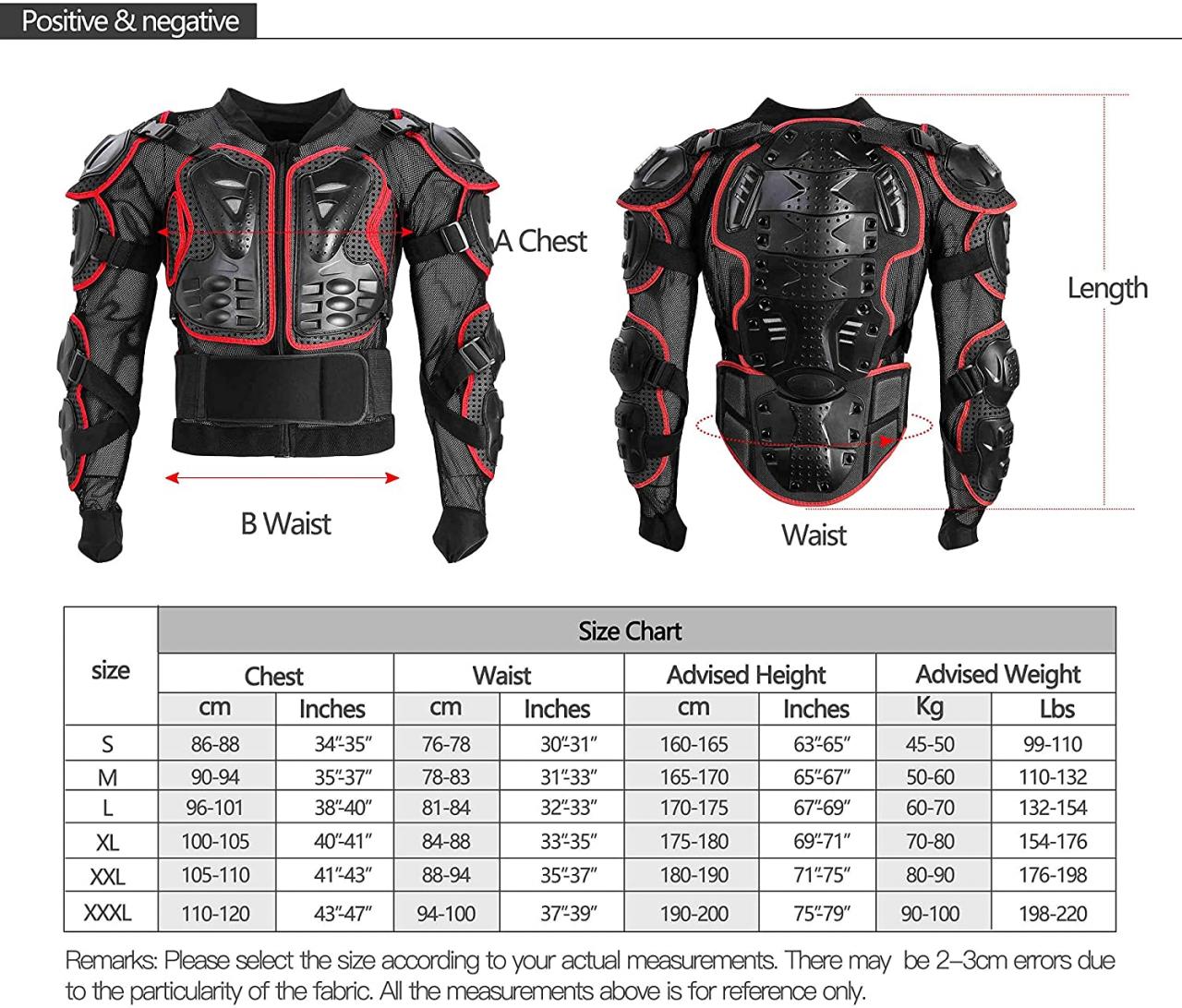 Buy Motorcycle Full Body Armor Protector Pro Street Motocross ATV Guard  Shirt Jacket with Back Protection Black & Red 2XL Online in Indonesia.  B01CCH71FA