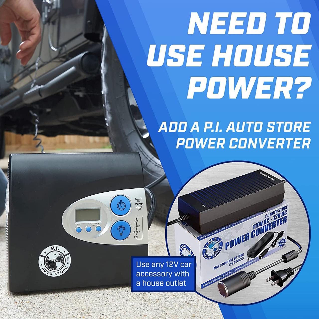 Buy PI AUTO] AIR COMPRESSOR Portable Tire Inflator with Pressure Gauge and  LED Light for Cars and Bikes. 12V DC Air Compressor Tire Inflator for car,  bicycles, balls and more. Turns off