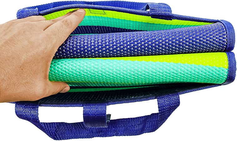Camco Handy Mat with Strap, Perfect for Picnics, Beaches, RV and Outings,  Weather-Proof and Mold/Mildew Resistant (Blue/Green - 72