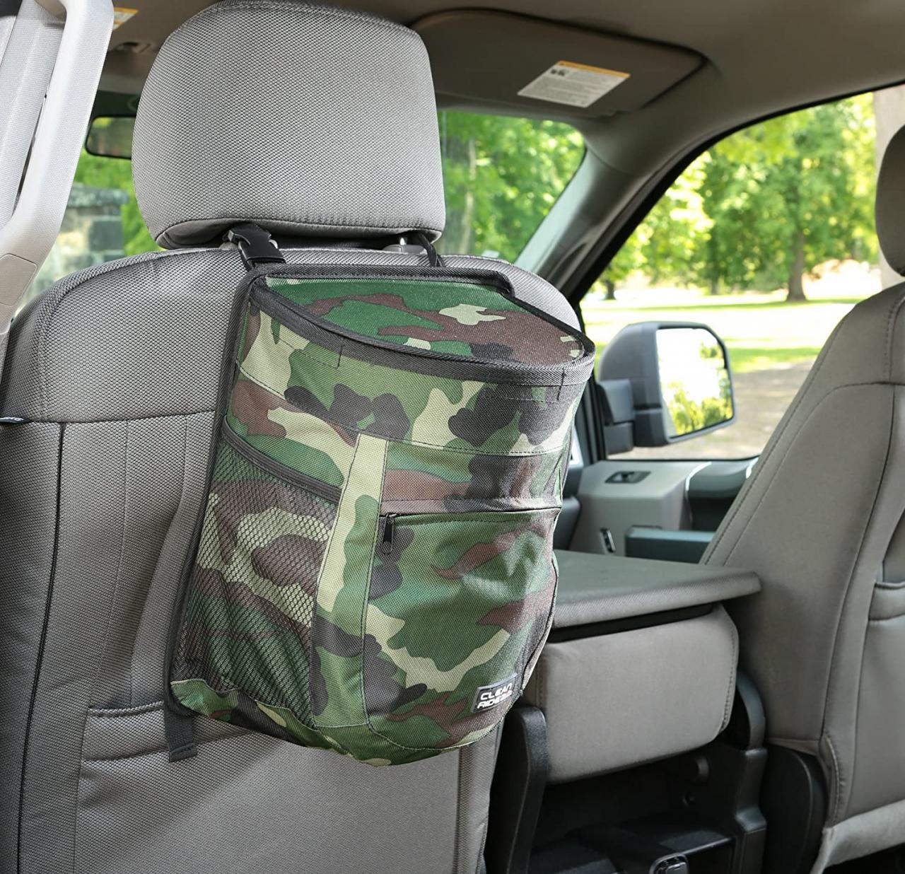Woodland Camouflage Auto Trash Bag & Car Cooler with Bottle Holders and  Extra Storage Pocket Clean Ridez Car Garbage Can w/Ez Flip Lid & Leakproof  Removable Liner