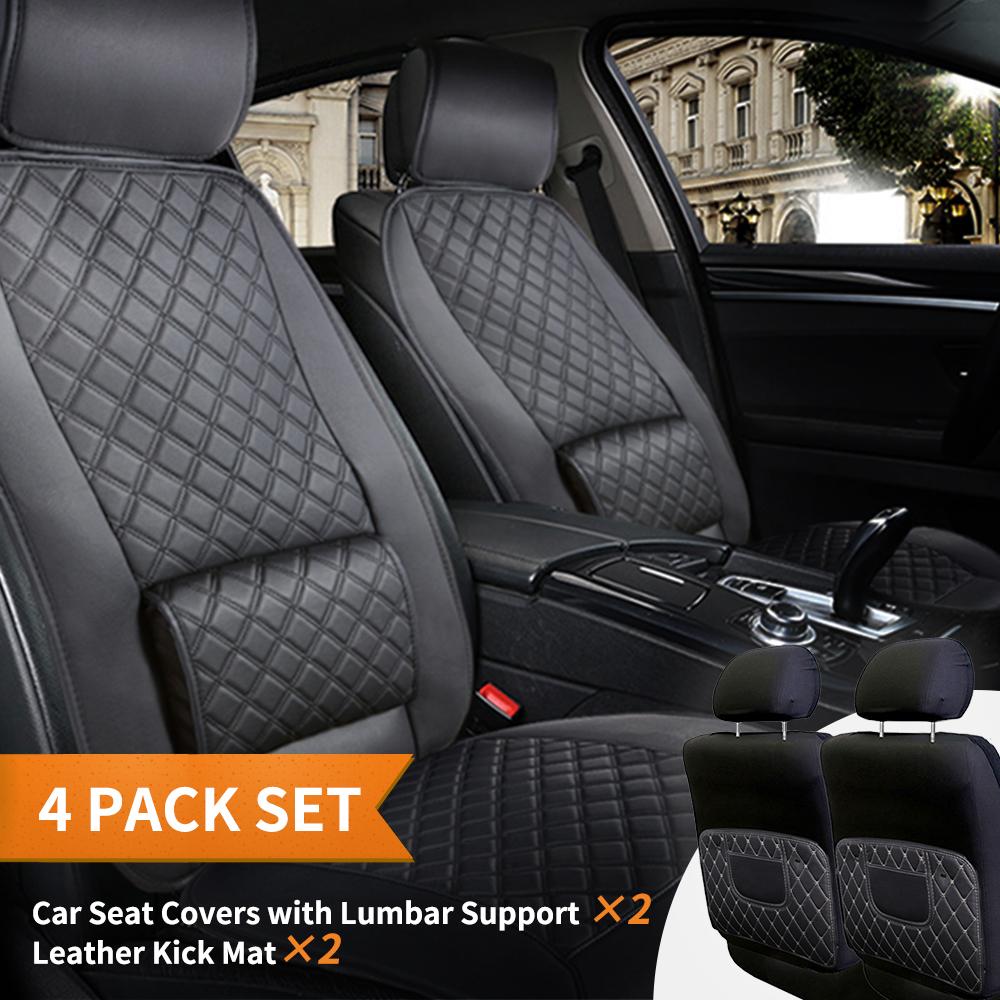 Buy Big Ant Car Seat Covers 4 Pack Set - Kick Mats Back Seat Protector,  Universal Seat Cushion Pads with Lumbar Support and Leather Kick Mat,  Non-Slip Bottom Car Seat Protector for
