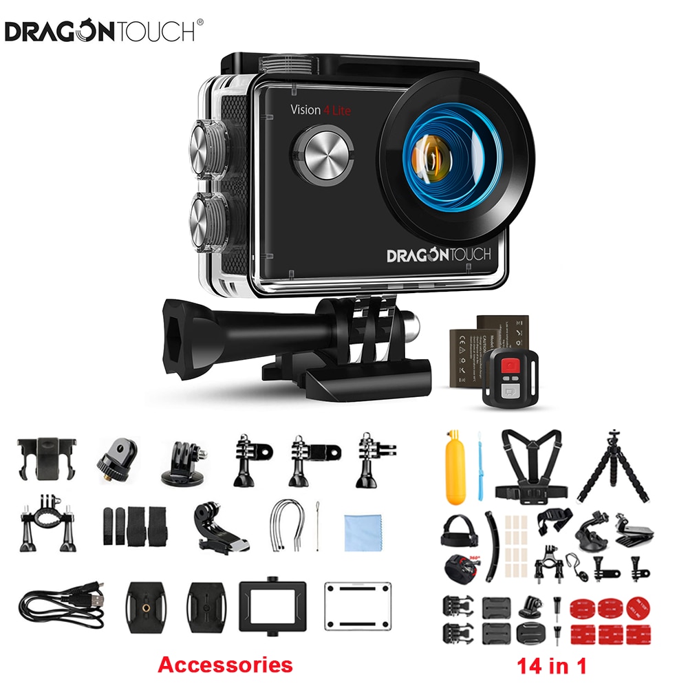 Dragon Touch 4K HD Action Camera Vision4 Lite 20MP EIS Underwater  Waterproof Action Cam WiFi Remote Control Helmet Sport Camera|Sports &  Action Video Camera| - AliExpress