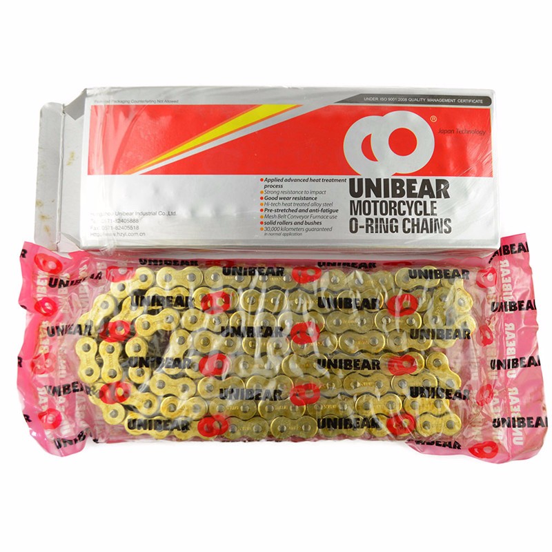 UNIBEAR O-RING 530 120 Links Motorcycle Chain,Gold, with 2 Connecting Links  - £37.24 | PicClick UK