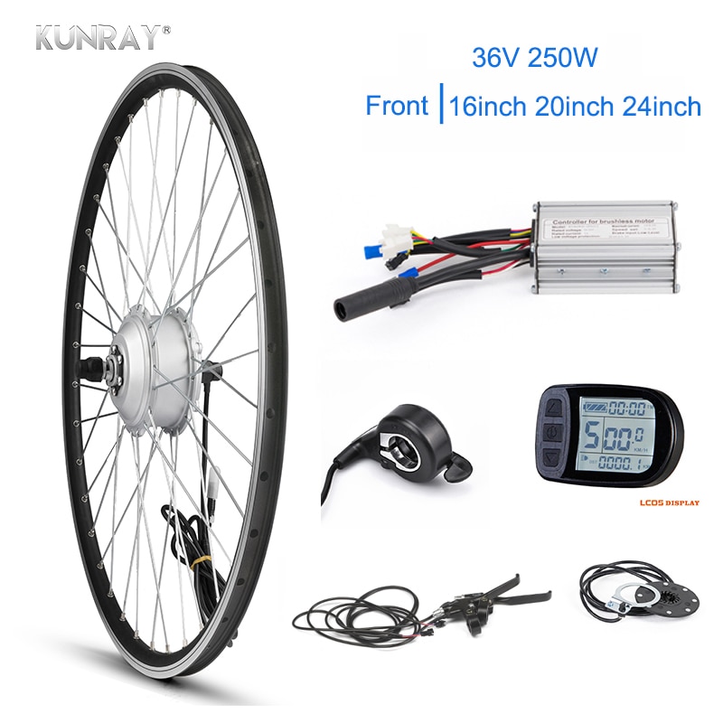 KUNRAY Electric Bike Conversion Kit 26 inch Bicycle Brushless Gear MTB Bike  Motor 36V 250W Front Motor Wheel Kunteng LCD Display|Electric Bicycle Motor|  - AliExpress