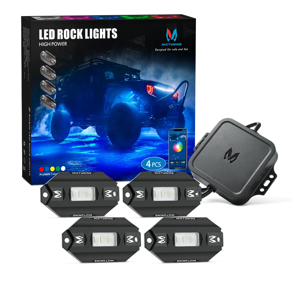 Buy MICTUNING C2 Curved RGBW LED Rock Lights - 4 Pods Underglow Multicolor  Neon Light with Wiring Switch Kit, Bluetooth Controller, Music Mode Online  in Hong Kong. B08C7XXMVG