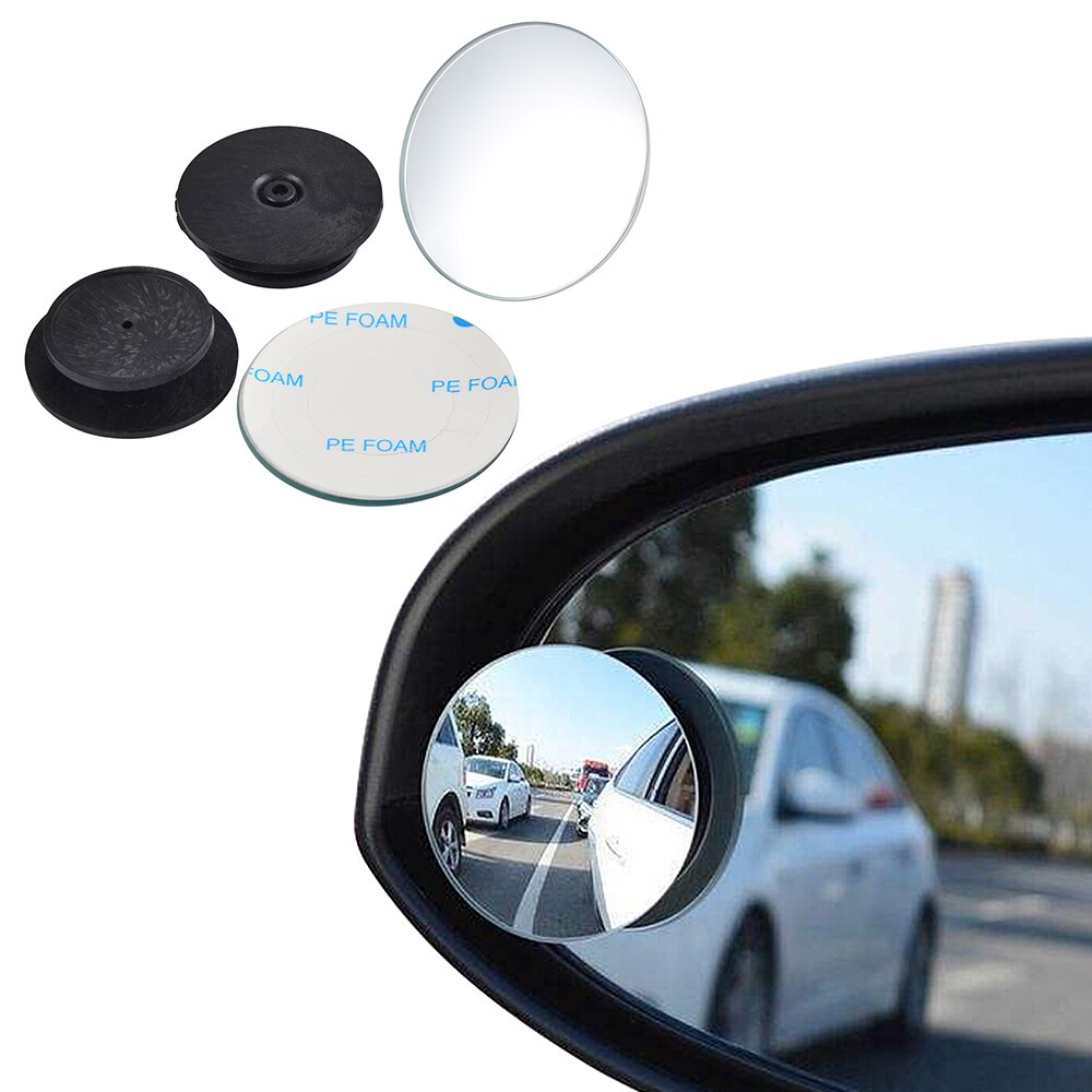 Wide Angle 360°Rotate 30°Sway Adjustable Stick On Mirror For All Cars And  Trucks 2 Pack Blind Spot Mirrors Car Accessories By Lebogner SUV 2 Round HD  Glass Slim Frameless Convex Rear View