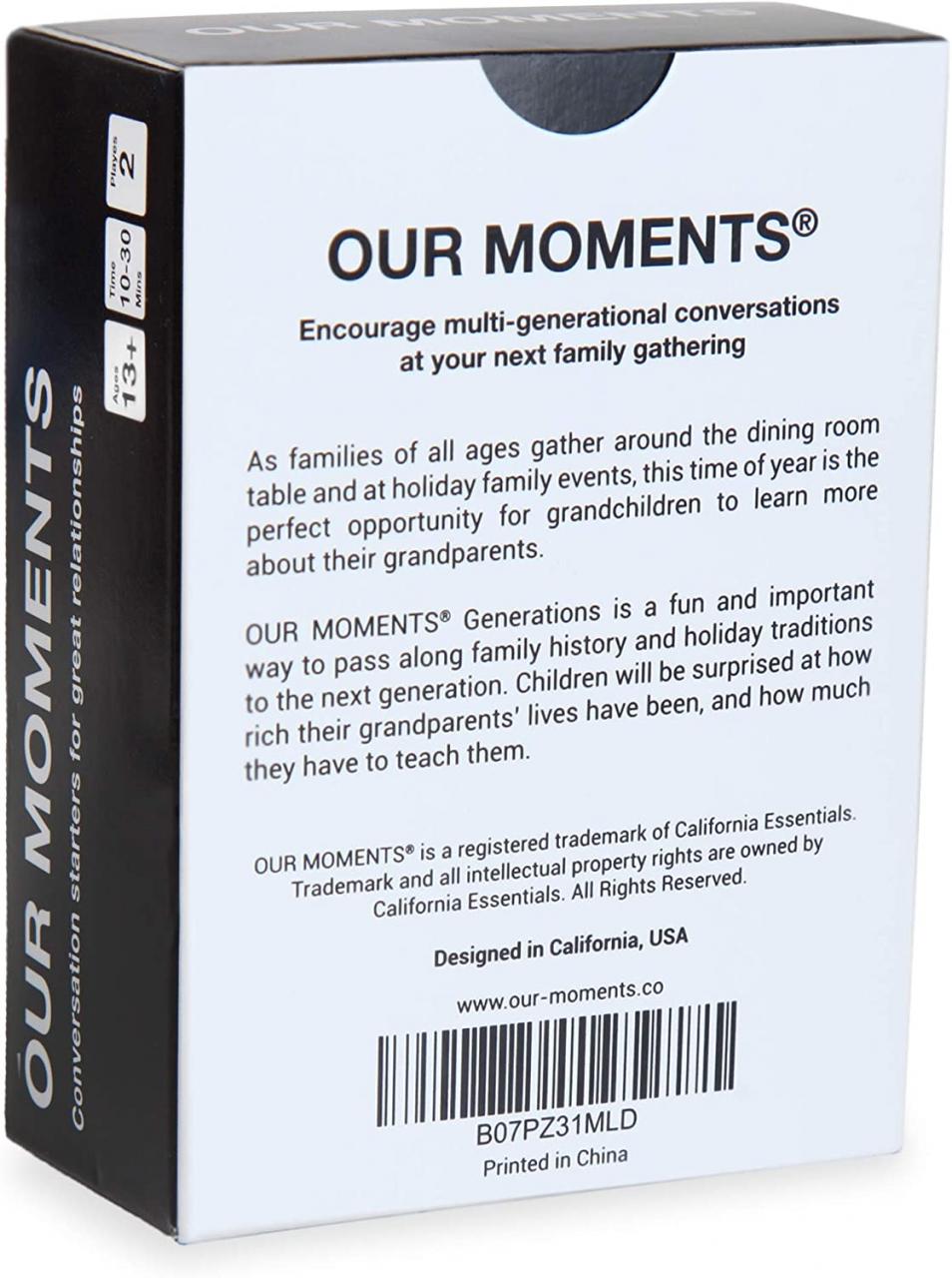 OUR MOMENTS Generations: 100 Thought Provoking Conversation Starters  Questions Game - Happy Healthy Caregiver