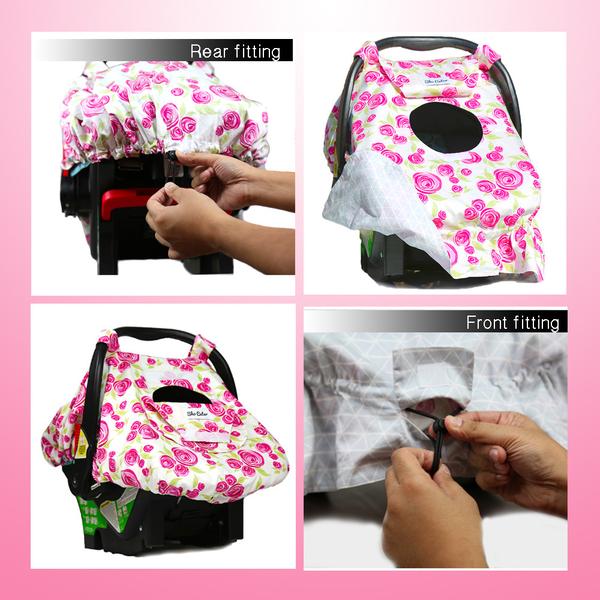 Infant Carseat Cover Canopy - Rose Lux [Reversible] – Sho Cute