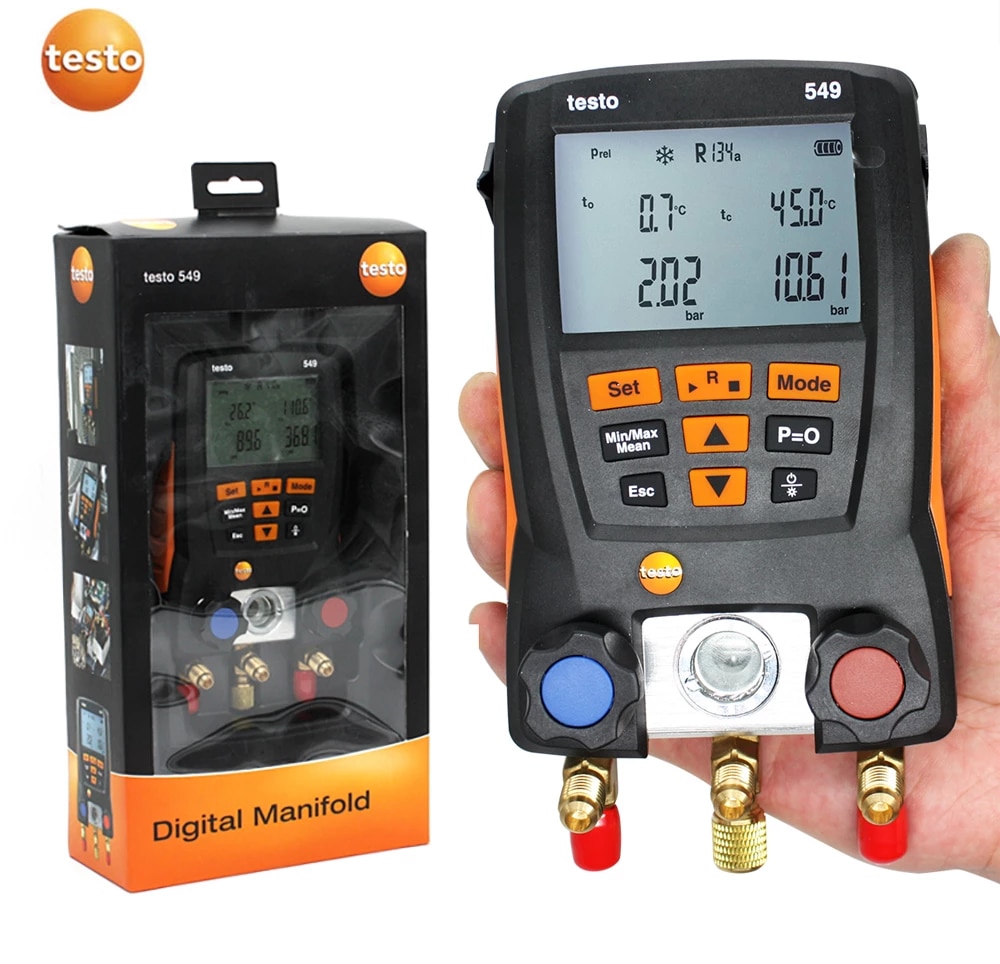 testo 557s Smart Vacuum Kit with filling hoses – Smart digital manifold  with wireless vacuum and temperature probes and hose filling set with 4  hoses | Digital manifolds for heat pumps |