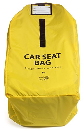 Travel Babeez Durable Car Seat Travel Bag, Airport Gate Check Bag with  Easy-to-Carry Backpack-Style Shoulder Straps & Drawstring Closure |  Ballistic Nylon (Yellow) | Eat Kid Friendly