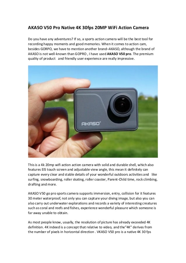 Akaso v50 pro native 4 k 30fps 20mp wifi action camera
