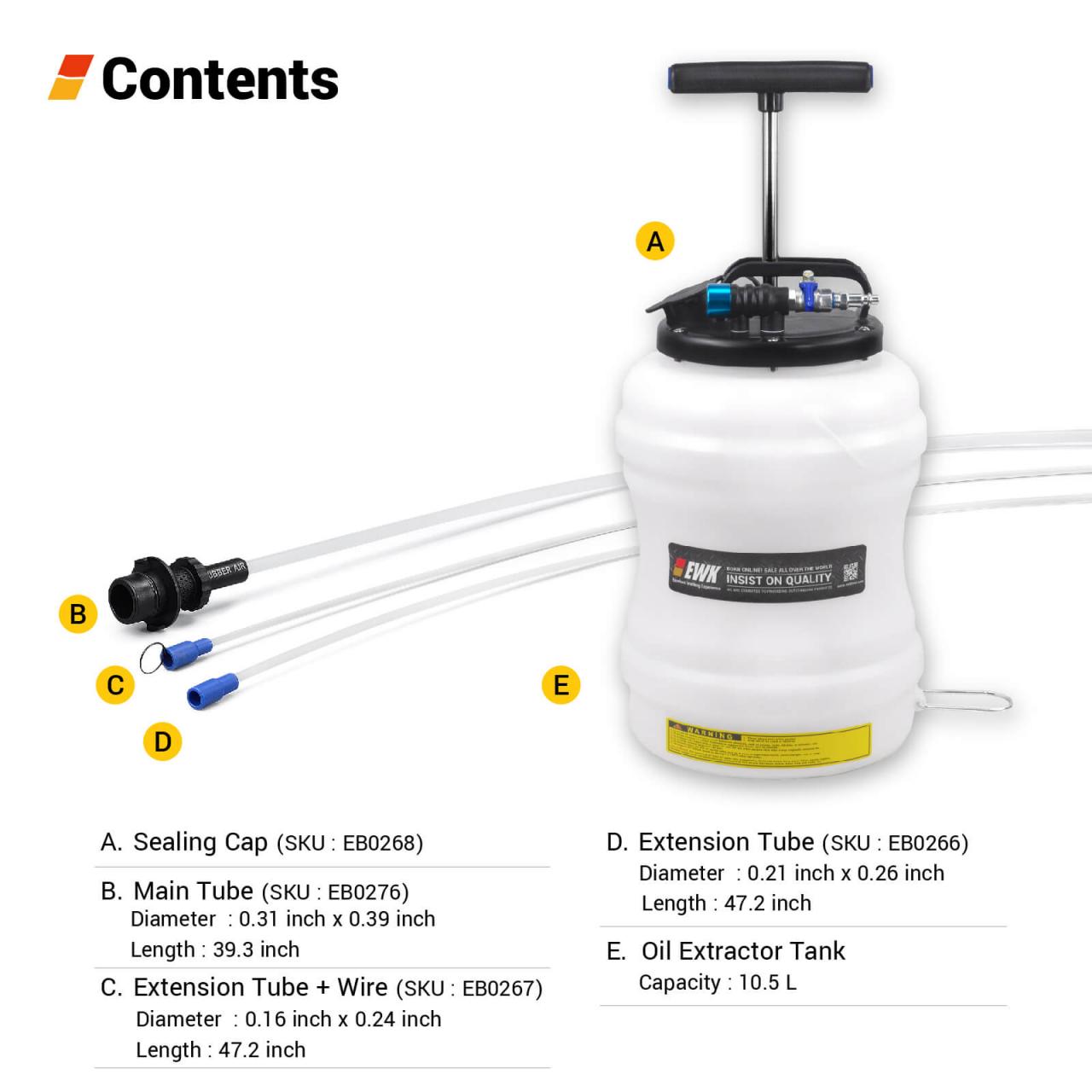 EB0297】EWK 10.5L Pneumatic/Manual Oil Extractor Pump for Automobile Fluids  Vacuum Evacuation | EWK