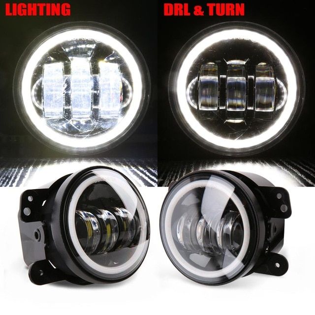 4 Inch Round Led Fog Light Headlight 30W Projector lens With Halo DRL Lamp  Offroad For Jeep Wrangler Jk Dodge hummer… | Jeep wrangler jk, Projector  lens, Car lights