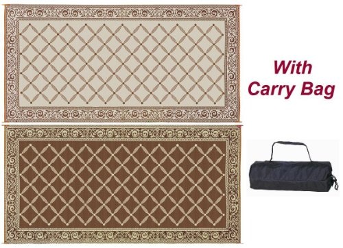 Reversible RV Patio Outdoor Mat Camping Rug with Carry Bag Brown & Beige 9'  X 18' Garden Mat 119187 .95 | Camping rug, Vintage trailers, Camping  essentials
