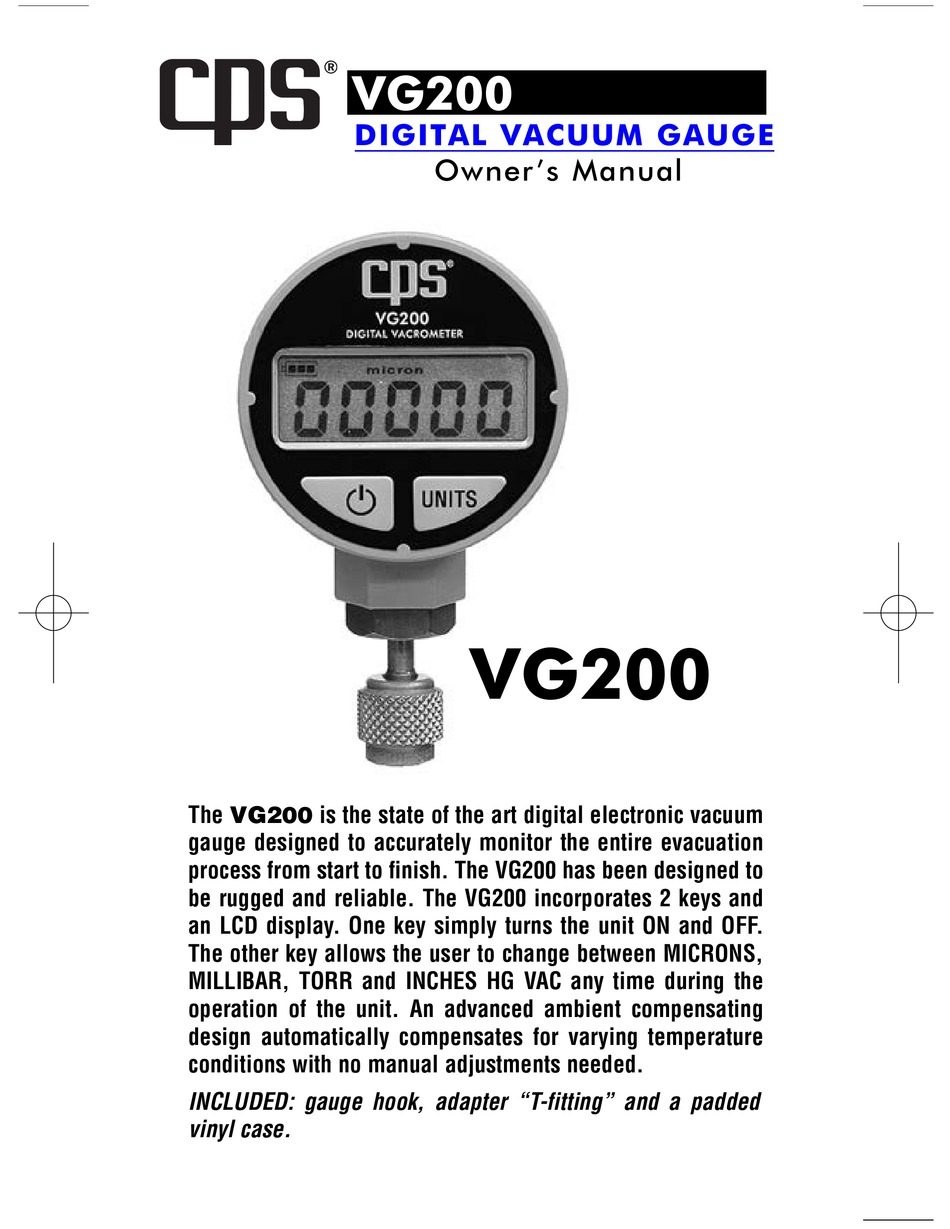 CPS VG200 OWNER'S MANUAL Pdf Download | ManualsLib