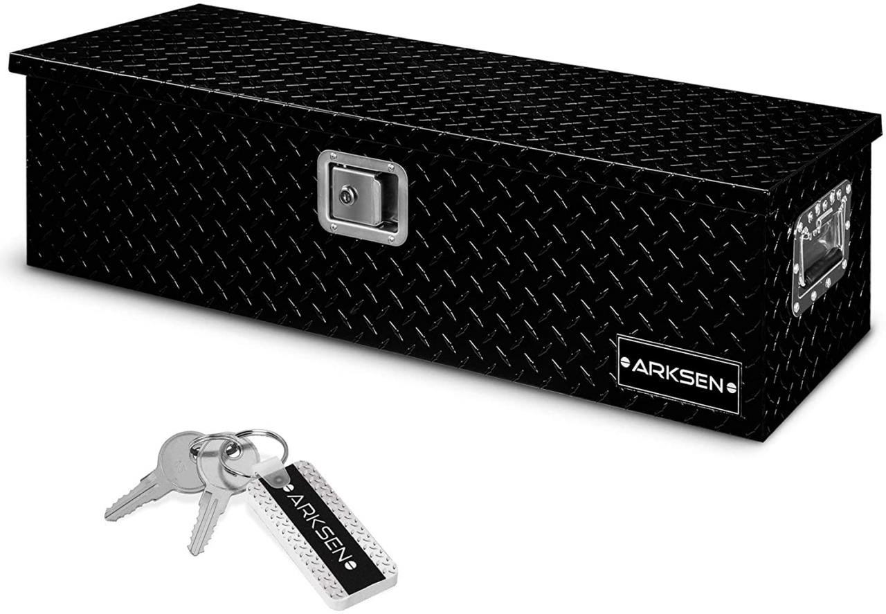 Buy ARKSEN 39 Aluminum Diamond Plate Tool Box Chest Box Pick Up Truck Bed  RV Trailer Toolbox Storage With Side Handle And Lock Keys, Black Online in  Vietnam. B08SC54CQ5