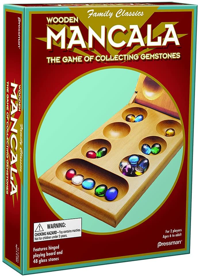 Pressman Mancala - Real Wood Folding Set, with Multicolor Stones by Pressman  - Myhomeschoolstuff