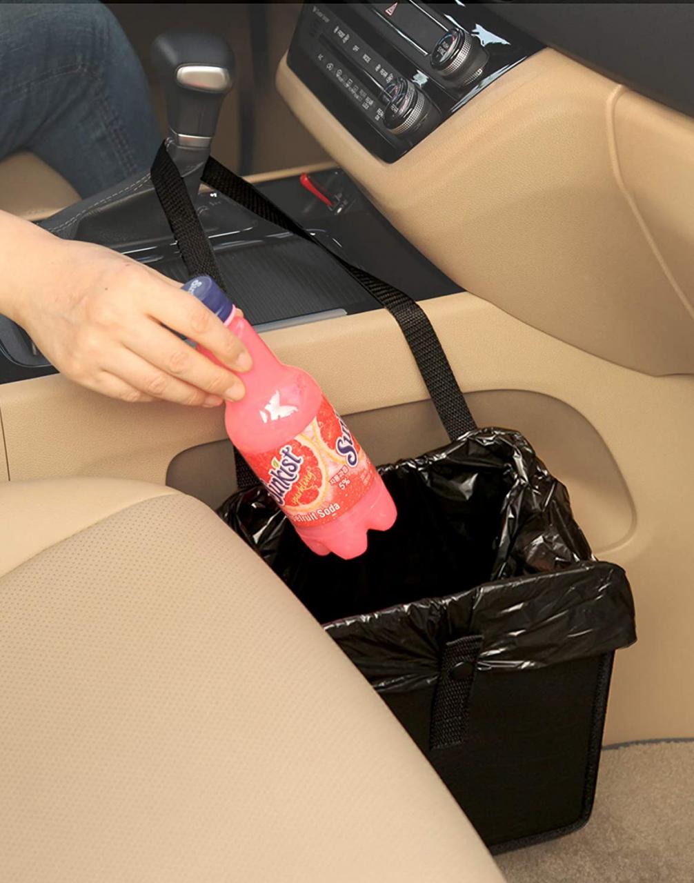 Buy KMMOTORS Foldable Car Garbage Can Patented Car Waste Basket Comfortable  Multifuntional Artificial Leather and Oxford Clothes Car Organizer Car  Trash Can (Jopps_Medium_Black) Online in Kazakhstan. B01LMMXTV6