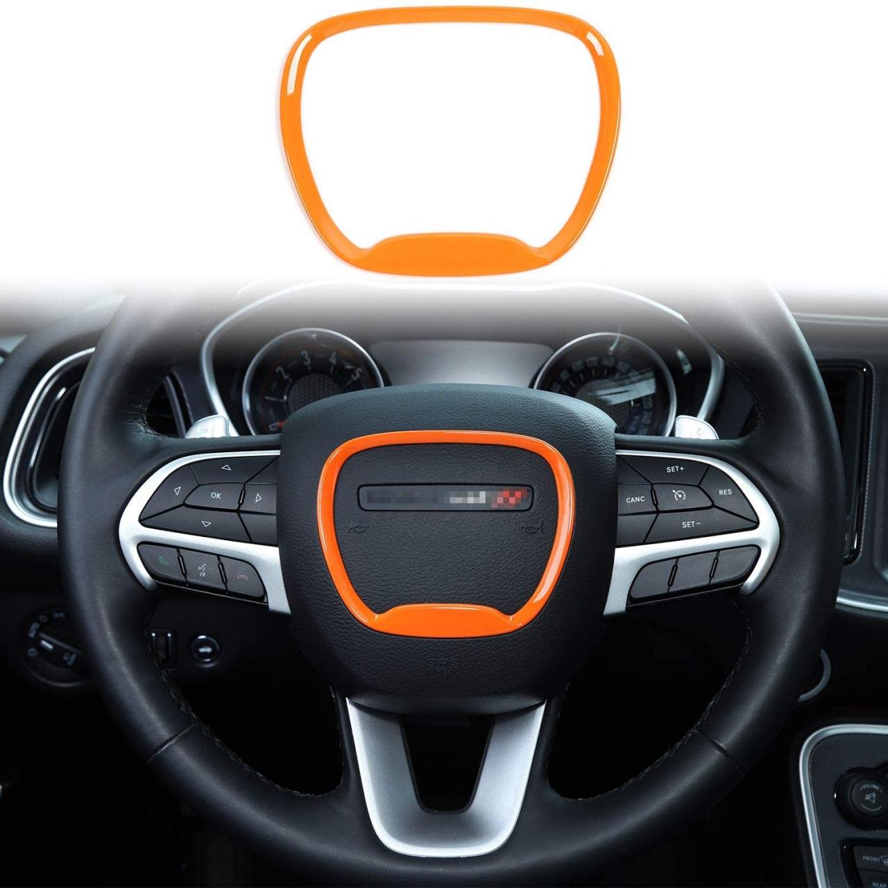 Buy Voodonala Steering Wheel Trim, for 2015-2020 Dodge Challenger Charger,  for 2014-2020 Dodge Durango, for Jeep Grand Cherokee SRT8, ABS Orange 1pc  Online in Indonesia. B08L4J41L6