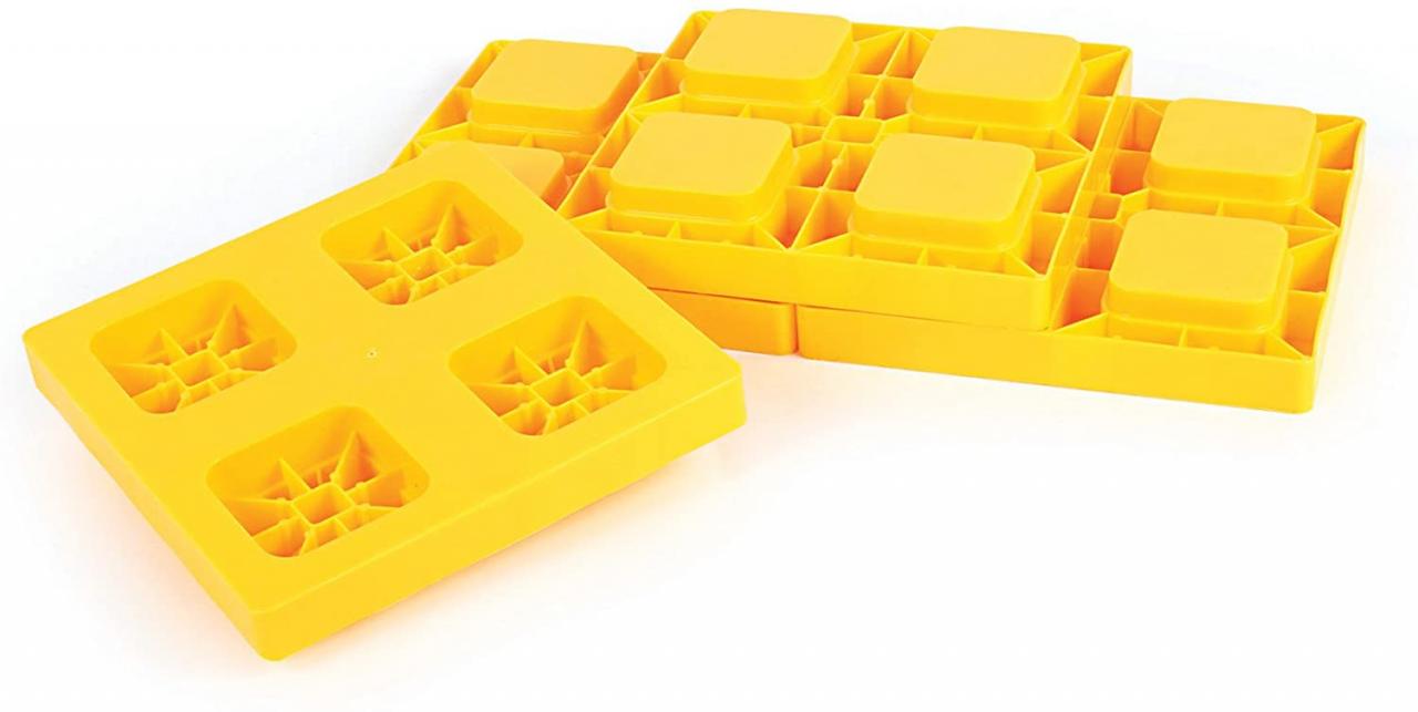 Buy Camco Heavy Duty Leveling Blocks, Ideal For Leveling Single and Dual  Wheels, Hydraulic Jacks, Tongue Jacks and Tandem Axles (4 pack) , Yellow -  44501 Online in Turkey. B00480BWBE