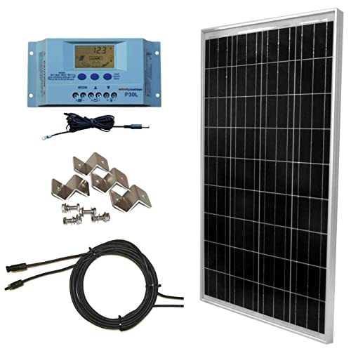 Buy WindyNation 400 Watt Solar Kit: 4pcs 100W Solar Panels + P30L LCD PWM  Charge Controller + Mounting Hardware + Cable + PV Connectors + AGM Battery  for RV, Boat, Cabin, Off-Grid